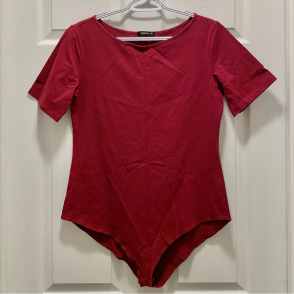 Round Collar Short Sleeve Basic Bodysuit - Picture 1 of 5